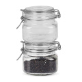 Empty 16oz Square Clear Airtight Glass Canister Mason Jar with clip lid for food storage